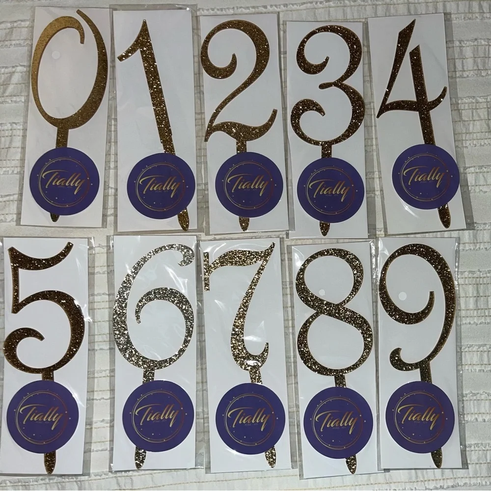Gold Glitter Number Cake Toppers (NWT)